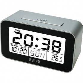 Ρολόι Επιτραπέζιο Ψηφιακό Με Ένδειξη Θερμοκρασίας Silver-Μαύρο