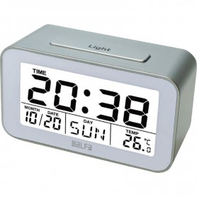 Ρολόι Επιτραπέζιο Ψηφιακό Με Ένδειξη Θερμοκρασίας Silver-Λευκό
